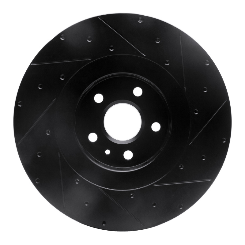 Cadillac CTS Brake Rotor (1) - Front Left - R1 Concepts - Drilled & Slotted - Black - `09-`15